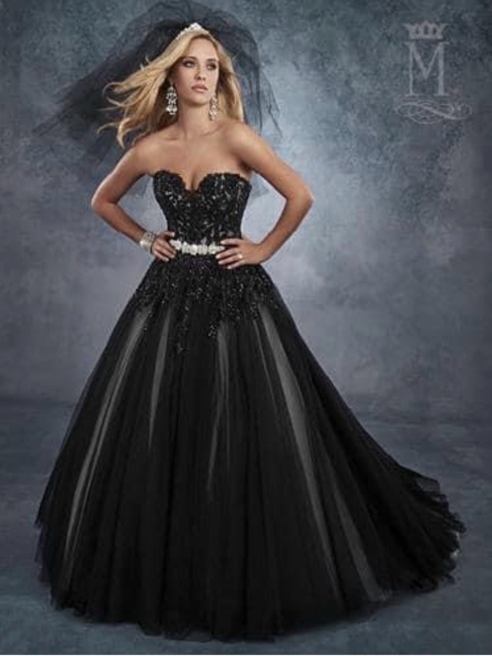 Mary’s Strapless Black Ball Gown Dress.  Bridal size 20/regular 16.